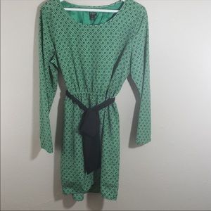 J Crew Factory Green Geometric Print Dress